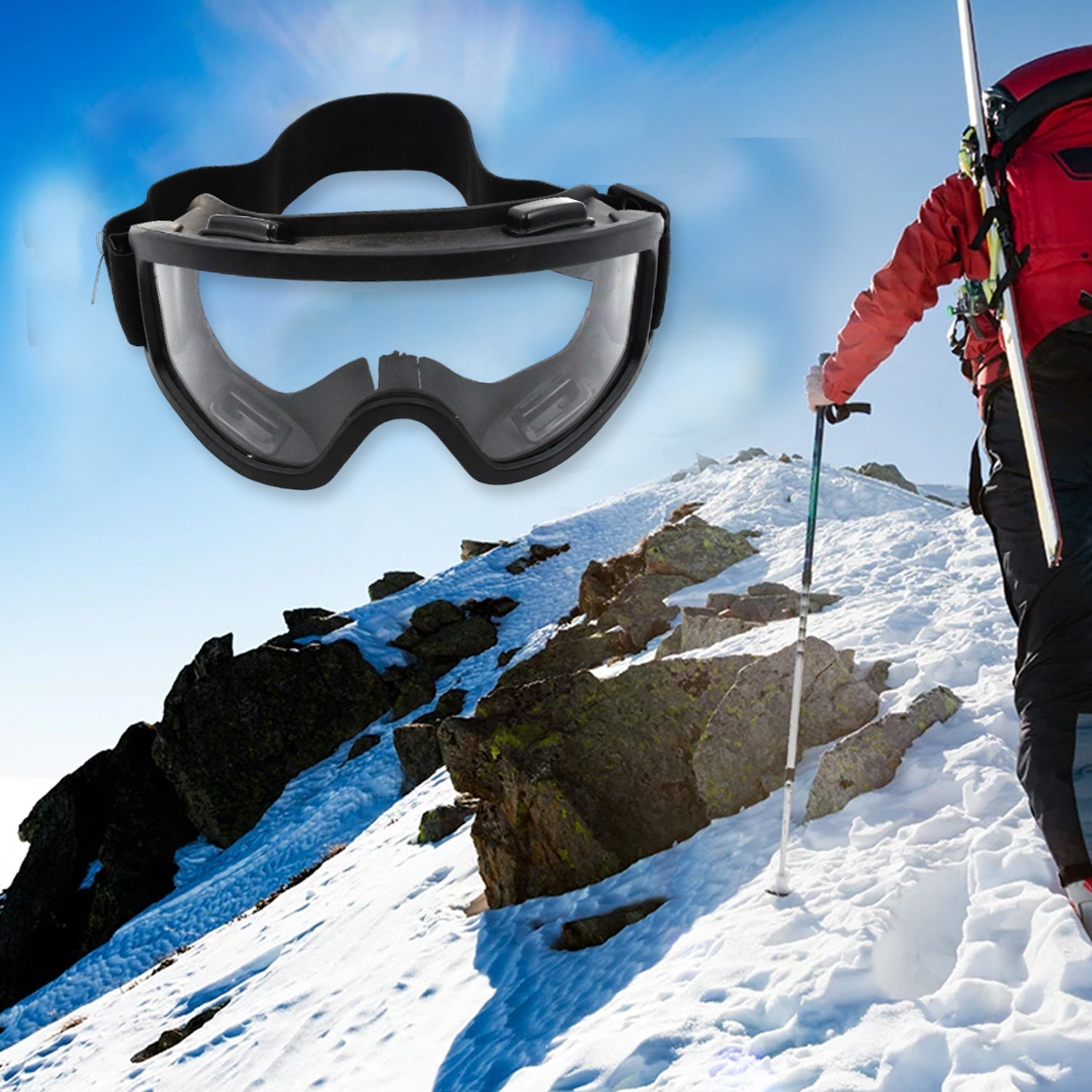 Transparent racing goggles with adjustable strap Transparent racing goggles with adjustable strap